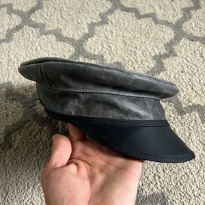 American Hat Makers Military Leather hat cap , made in USA size xl grey black